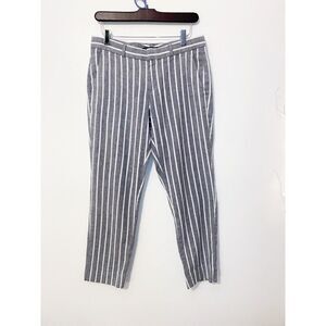 Banana Republic Cropped Linen Cotton Pants Avery Size 2 Striped
